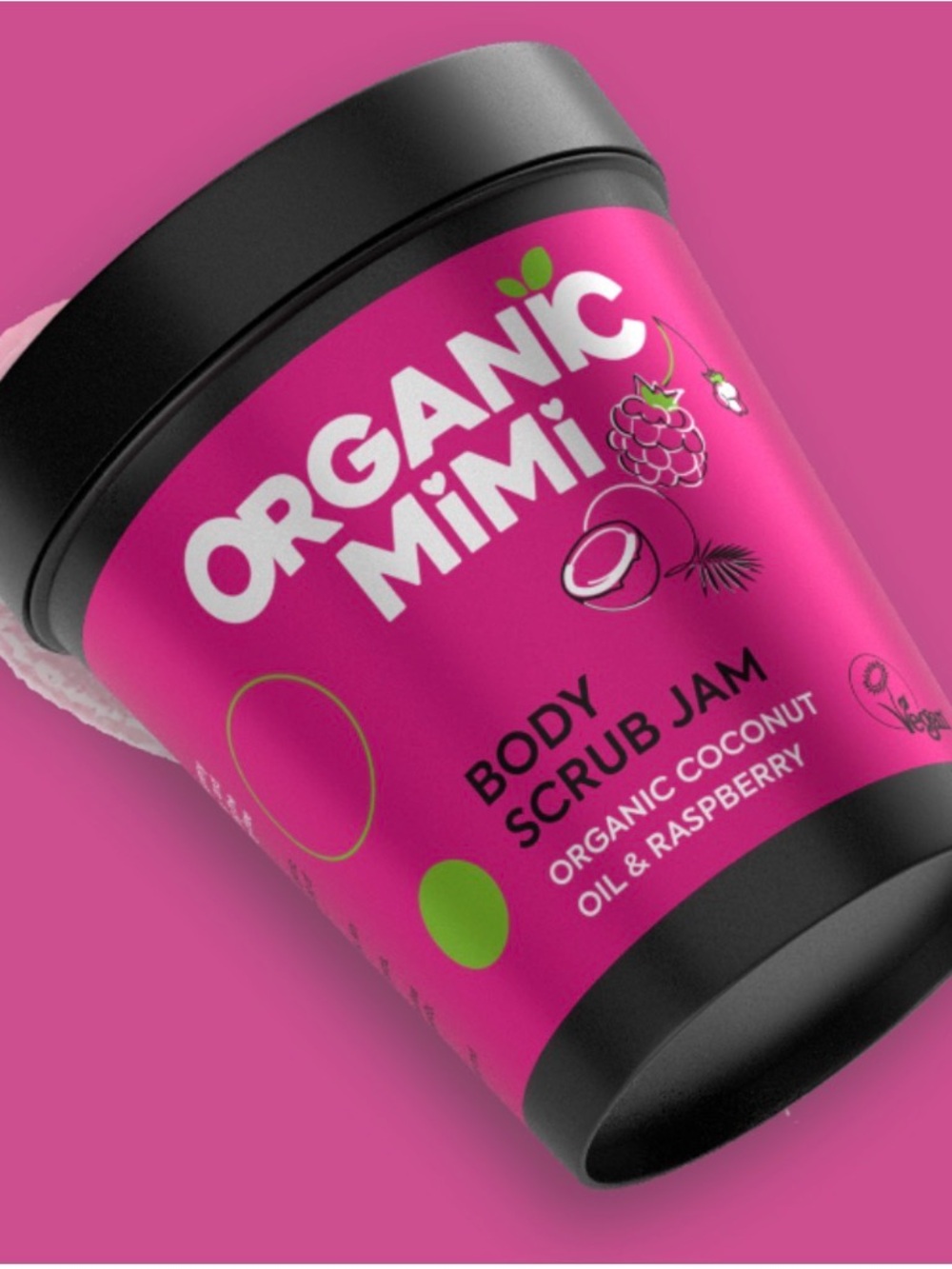 Organic Mimi Body Scrub Jam in Coconut & Raspberry